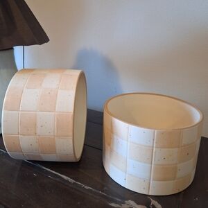 Set Of 2, Checker Stoneware Indoor Outdoor Planter, Threshold